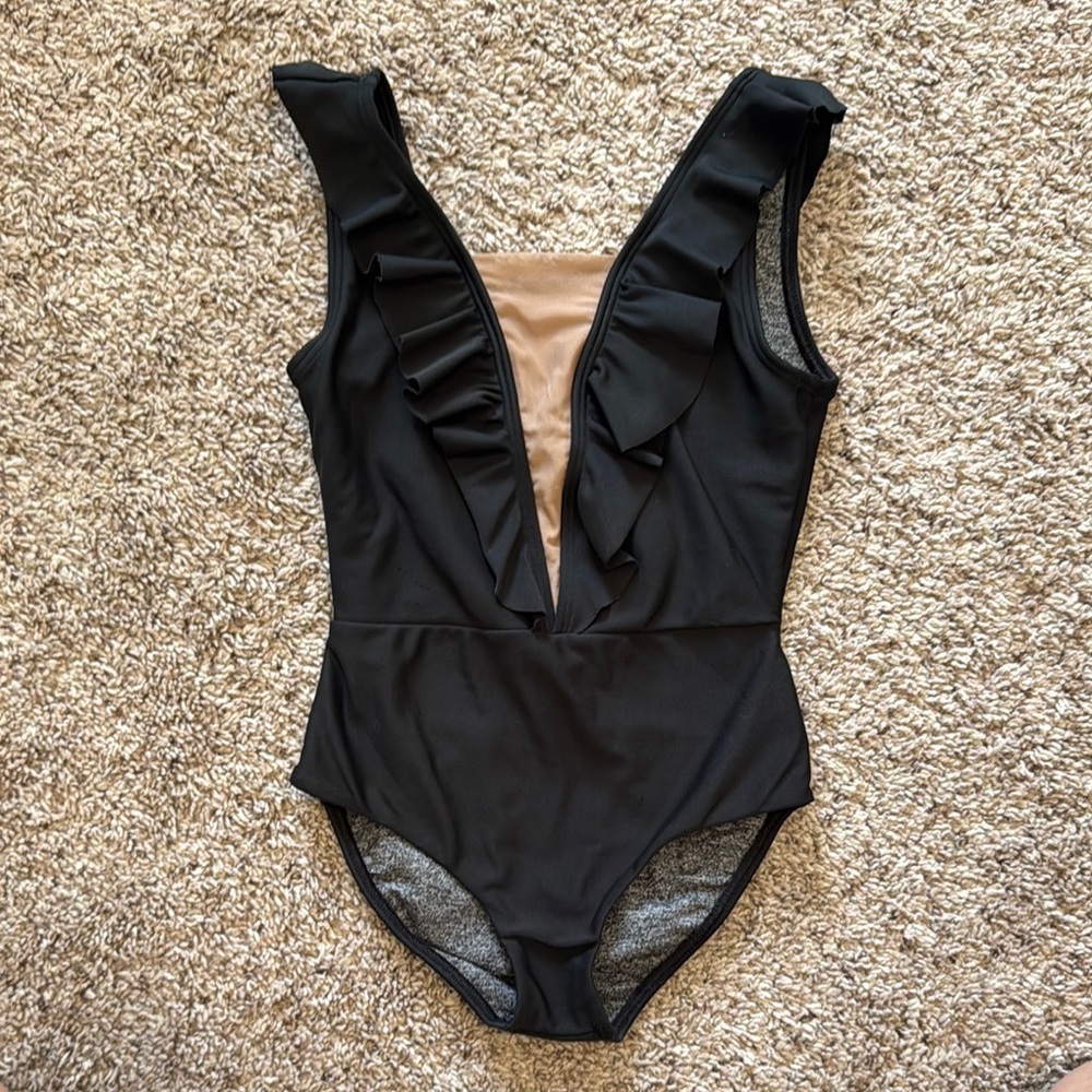 Five Black Ruffled leotard